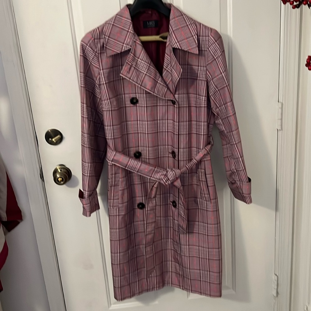 Marks & Spencer Pink Plaid Trench Coat